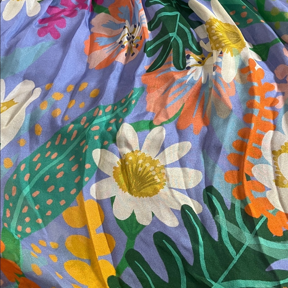 Jessie Liu Summer Floral Tiered Silk Midi Dress Size Medium - Picture 12 of 12